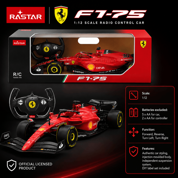 Rastar Licensed 1:12 F1 Ferrari F1-75 Remote Control Car