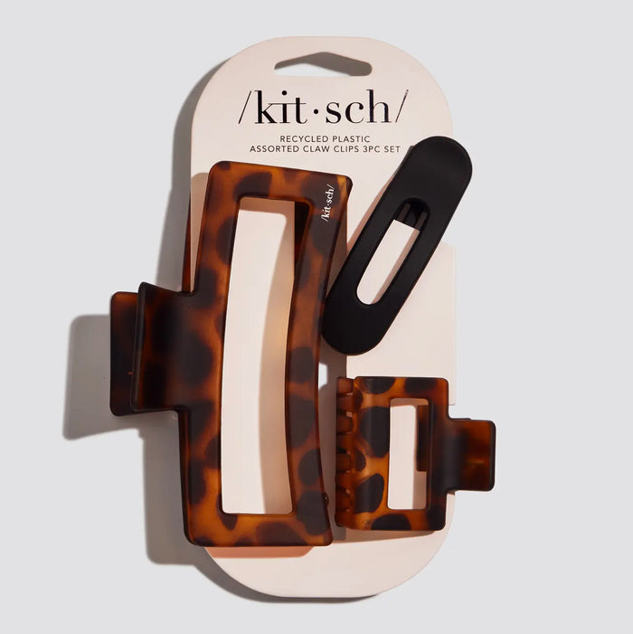Recycled Plastic Assorted Claw Clips- Rectangle Open Shape