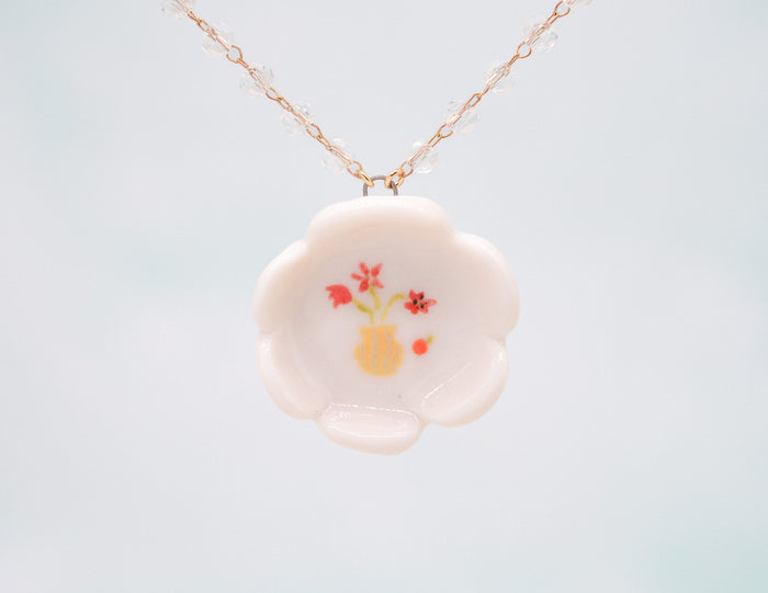 Red Flower Vase Necklace