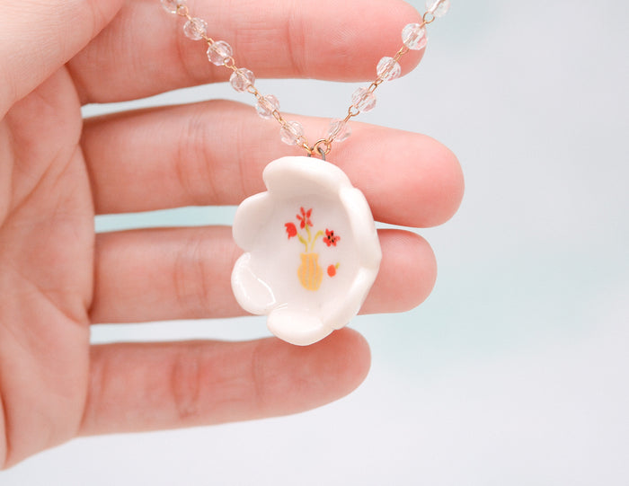 Red Flower Vase Necklace
