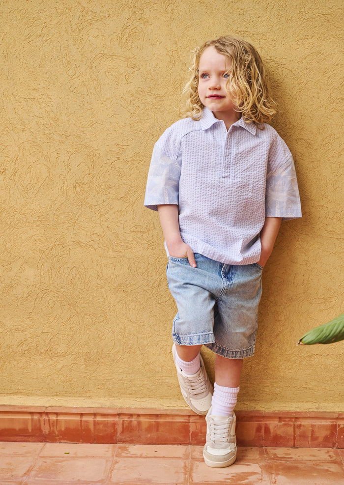 Regan Cut And Sew Stripe Palm Shirt