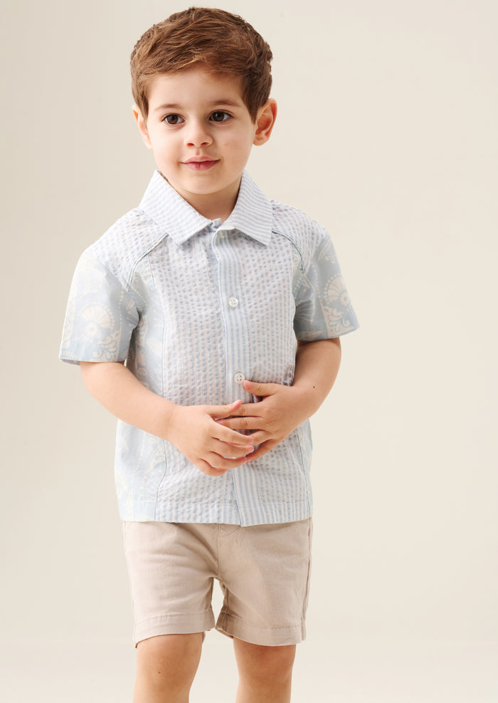 Regan Cut And Sew Stripe Palm Shirt