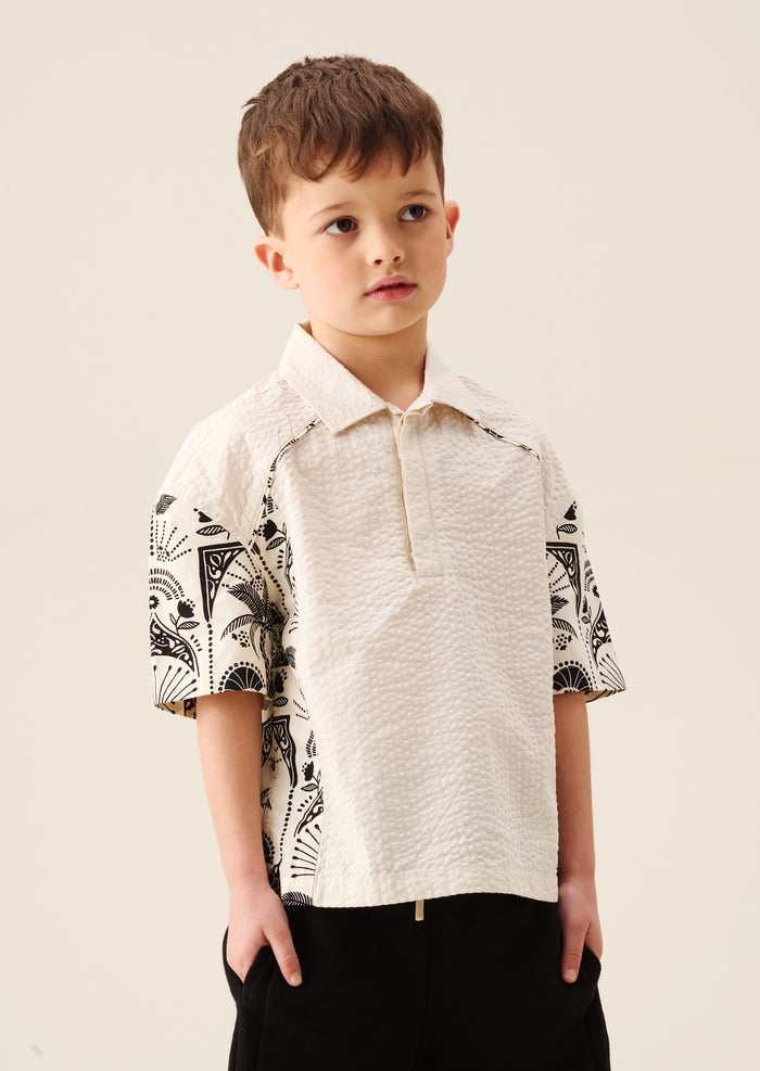 Regan Cut And Sew Stripe Palm Shirt