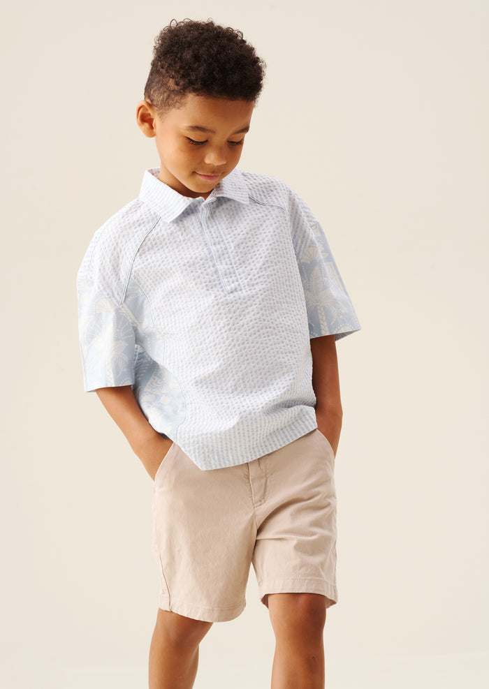 Regan Cut And Sew Stripe Palm Shirt