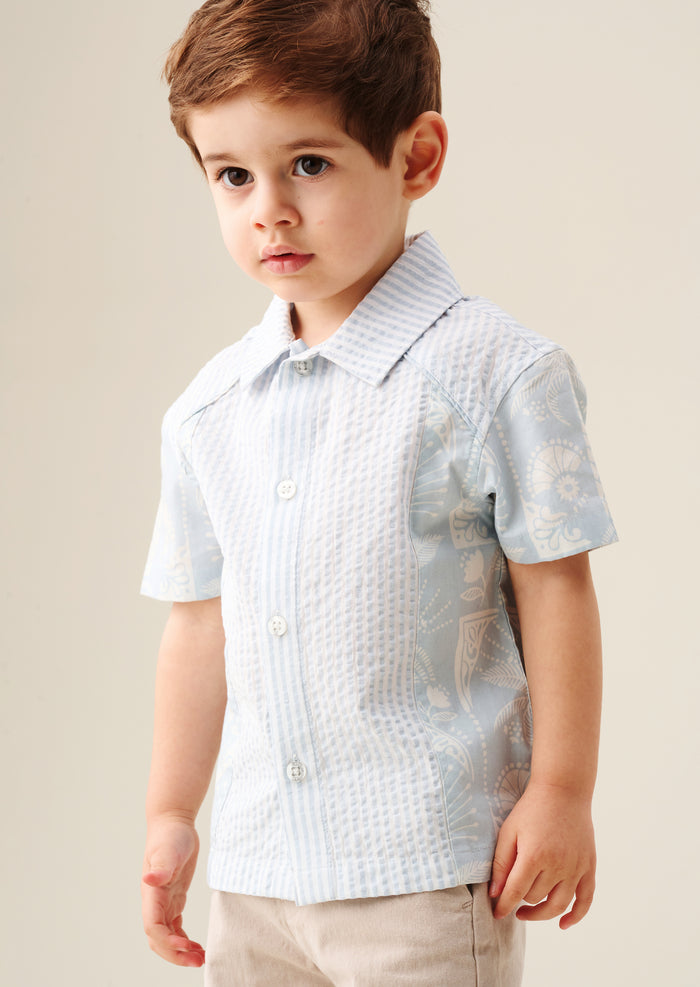 Regan Cut And Sew Stripe Palm Shirt