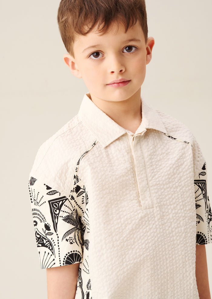 Regan Cut And Sew Stripe Palm Shirt