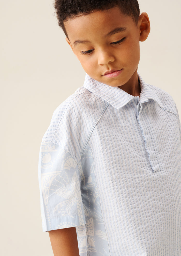 Regan Cut And Sew Stripe Palm Shirt