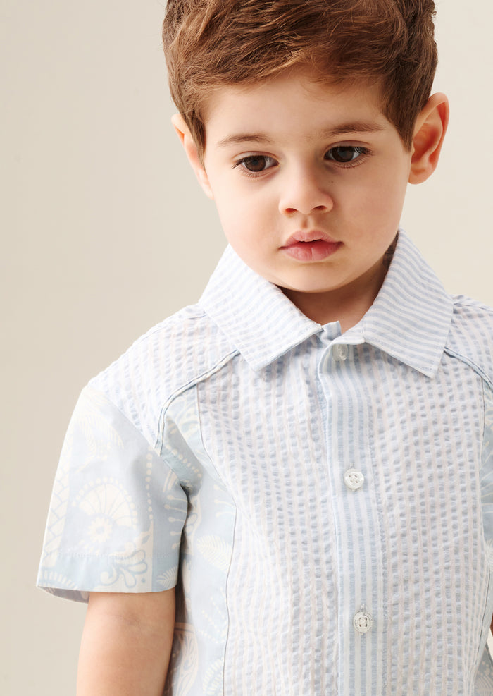 Regan Cut And Sew Stripe Palm Shirt