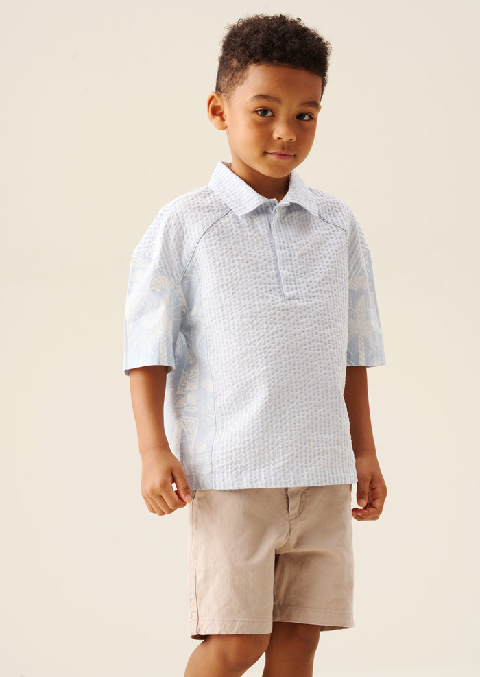 Regan Cut And Sew Stripe Palm Shirt