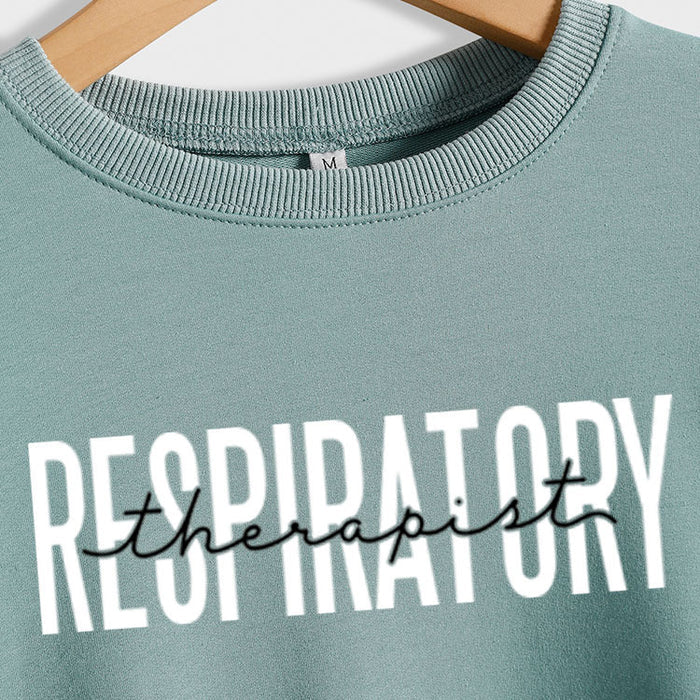 Respiratory Thermopist Letter Round Neck Long Sleeve Sweater