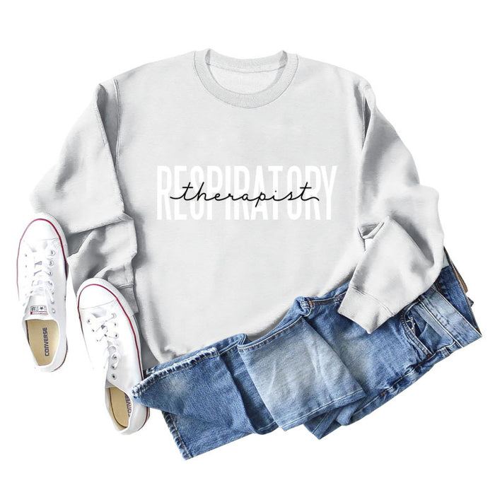 Respiratory Thermopist Letter Round Neck Long Sleeve Sweater