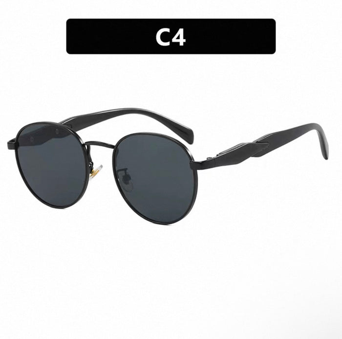 Round Frame Sunglasses for Women, Retro European and American Style, Round Frame Sunglasses for Men, Street Style Trendy Glasses ins - black