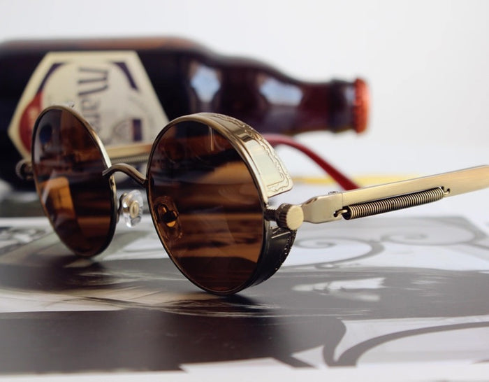 Retro Round Steampunk Sunglasses with Chain | Canada