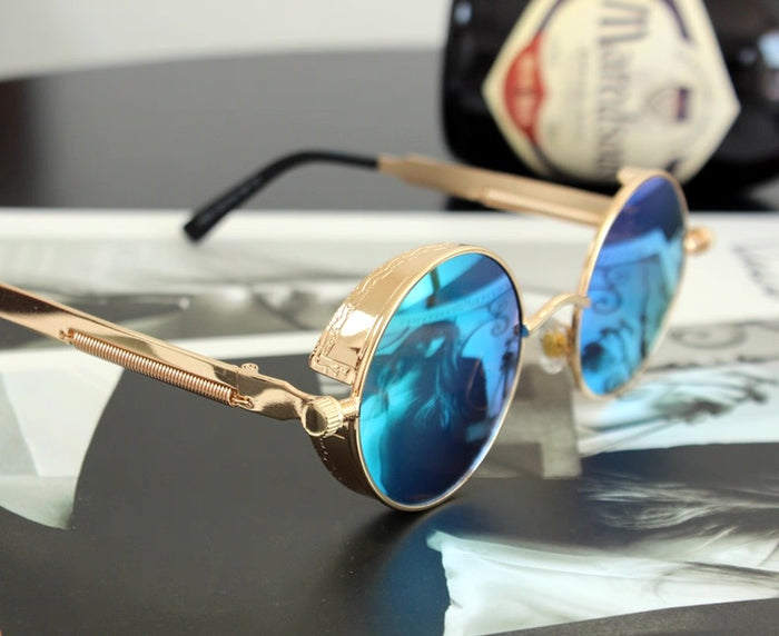 Retro Round Steampunk Sunglasses with Chain | Canada