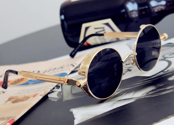 Retro Round Steampunk Sunglasses with Chain | Canada