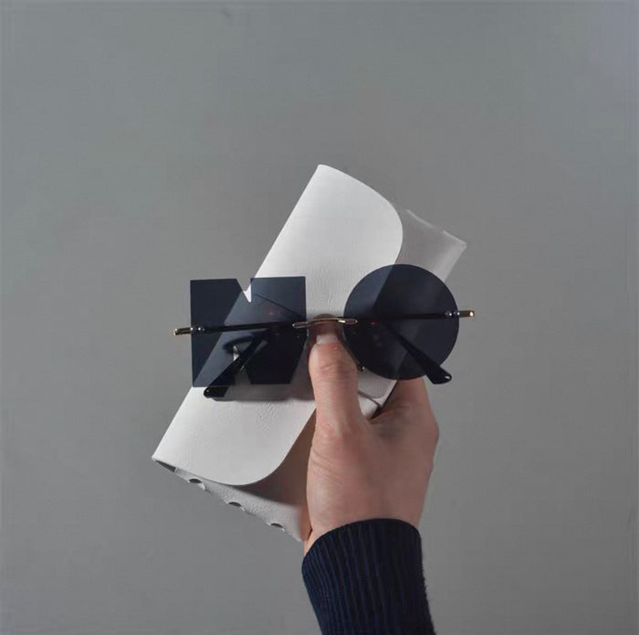Letter Frameless Sunglasses for Men and Women, High-End Glasses - black