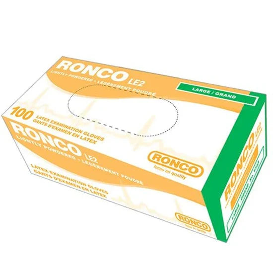 Ronco - Powder Free Latex Gloves LE2 100/Box, X-Large - 1853