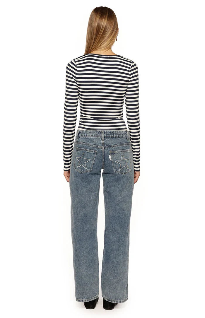 Ronney Navy Stripe Long Sleeve Top