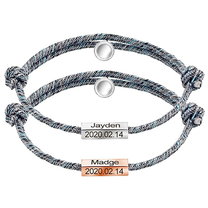 Rope Braided Couple Magnetic Bracelet, Adjustable Women Couple Bracelet, Love Bracelet For Men Women
