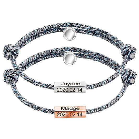 Rope Braided Couple Magnetic Bracelet, Adjustable Women Couple Bracelet, Love Bracelet For Men Women
