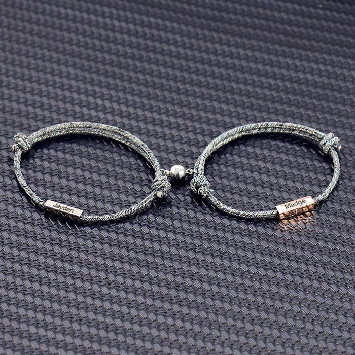 Rope Braided Couple Magnetic Bracelet, Adjustable Women Couple Bracelet, Love Bracelet For Men Women
