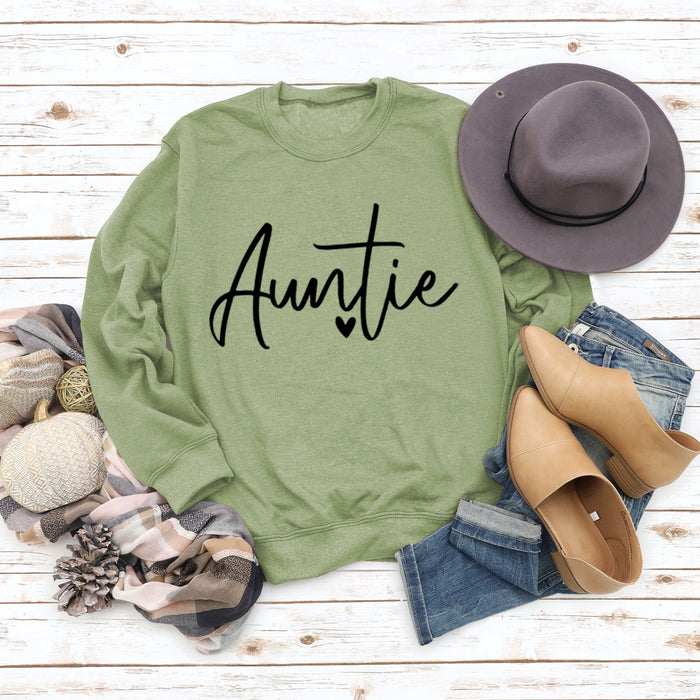 Olive sweater (black font) / S