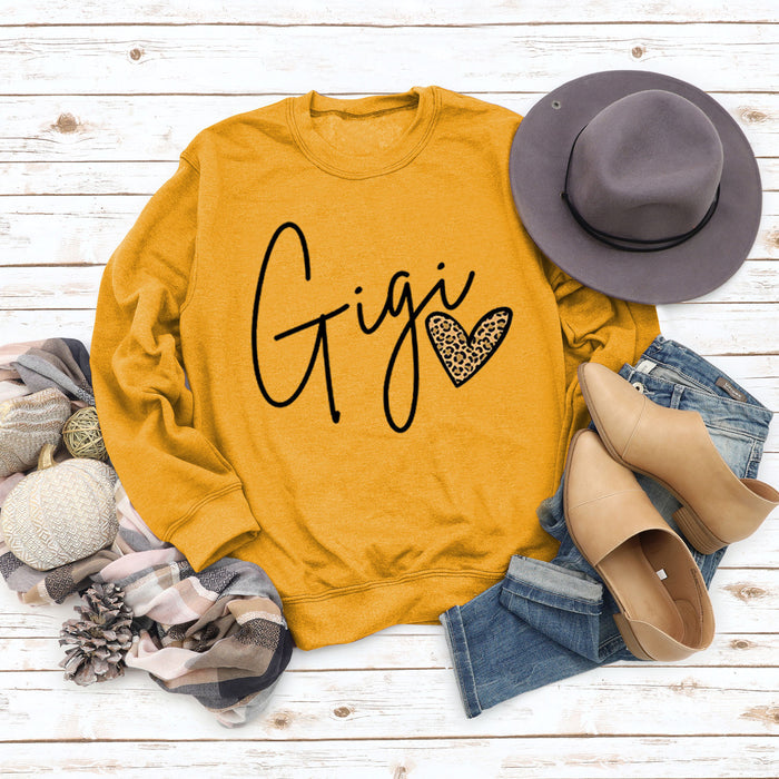 Round Neck Fashion Letters Women Sweater Loose Letters Printed Long Sleeve