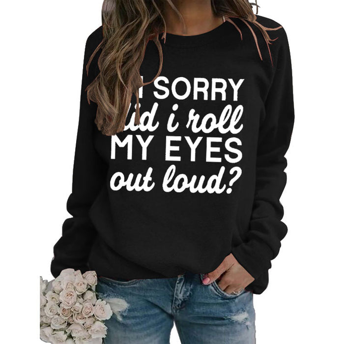 Round Neck Jacket Long Sleeve I'M SORRY Did Printed Loose Sweater