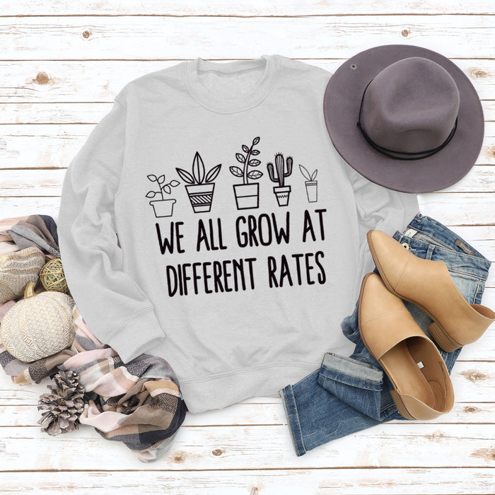 Round Neck Letter Ladies Long Sleeve WE ALL GROW Printed Loose Sweater