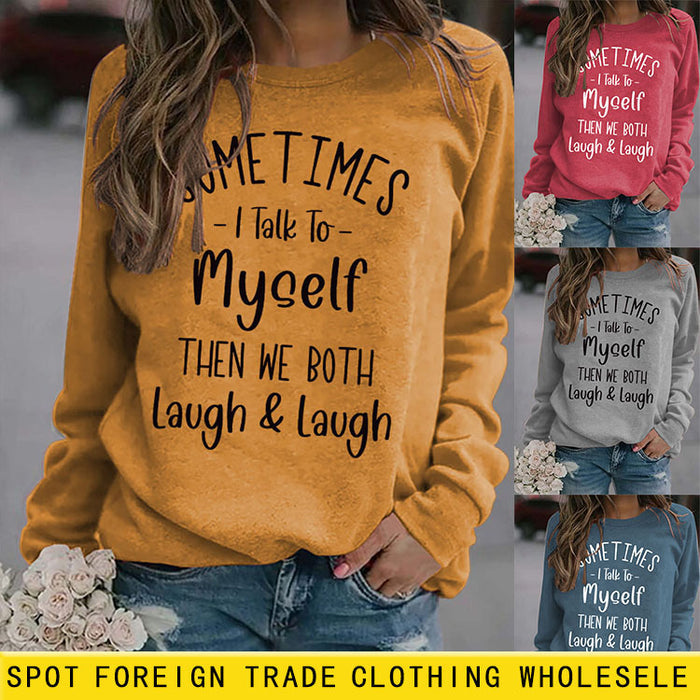 Round Neck Letter Patchwork Tops Long Sleeve SOME TIMES Print Loose Sweatshirt