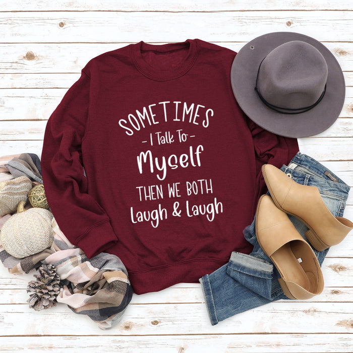Wine red sweater (white font) / S