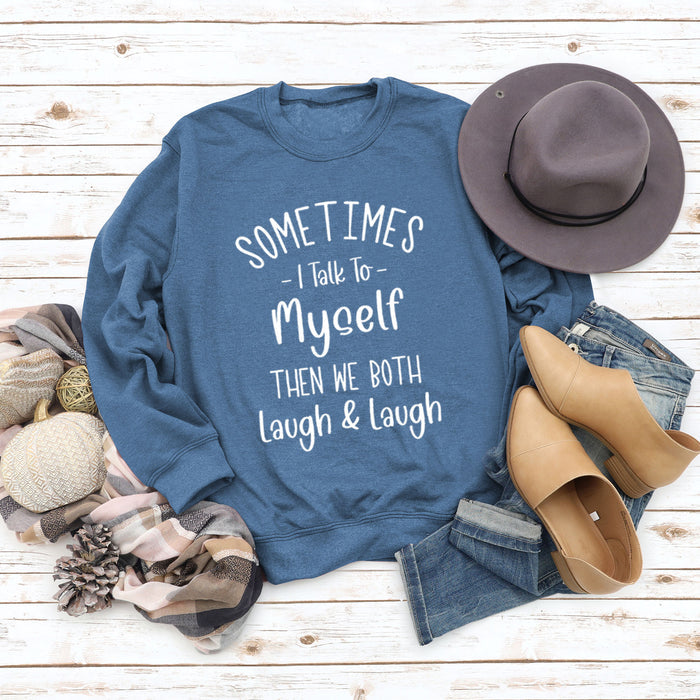 Blue sweater (white font) / S