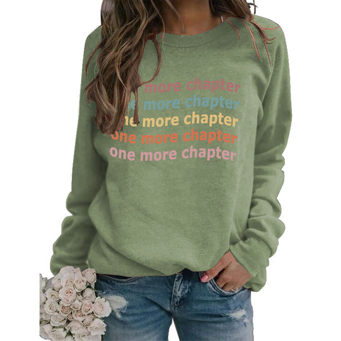 Round Neck Letter Women Long Sleeve One More Print Loose Sweatshirt