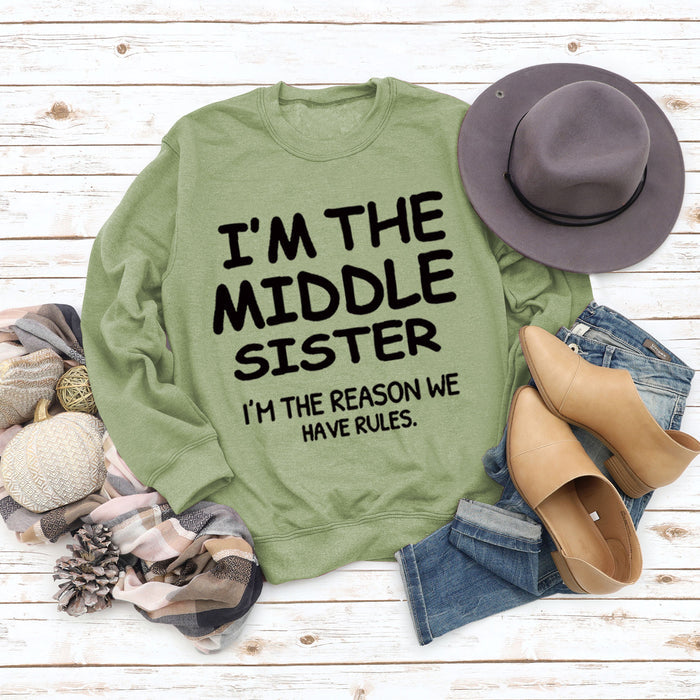 Olive green sweater (black font) / S