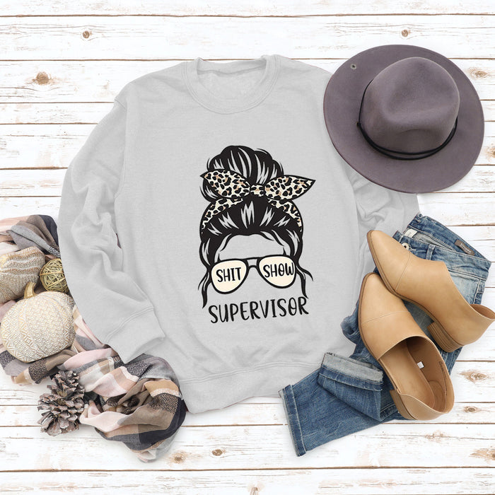 Round Neck Letter Women's T-shirt Shit Show Printed Loose Sweater