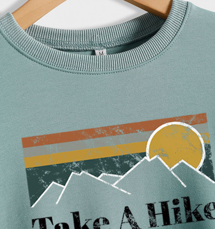 Round Neck Letter Women's T-shirt Take A Hike Print Loose Short-sleeved