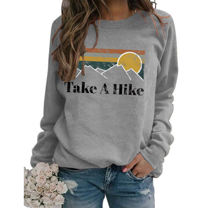 Round Neck Letter Women's T-shirt Take A Hike Print Loose Short-sleeved