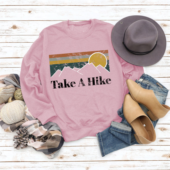 Round Neck Letter Women's T-shirt Take A Hike Print Loose Short-sleeved