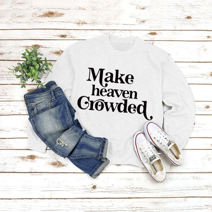 Round Neck Set Tops Long Sleeve Makeheaven Print Loose Sweatshirt