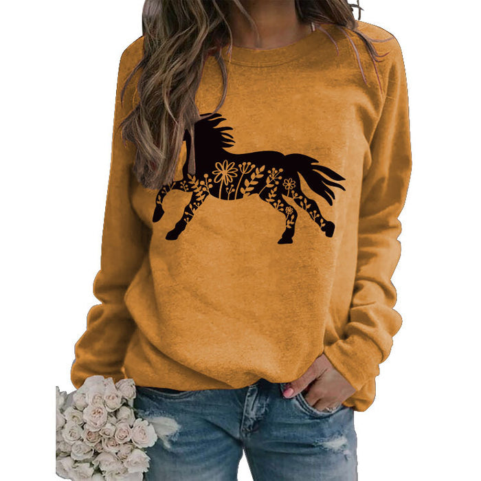 Round Neck Shirt Long Sleeve Printing Sweater