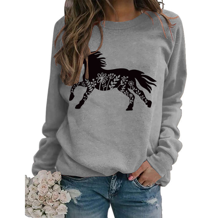Round Neck Shirt Long Sleeve Printing Sweater