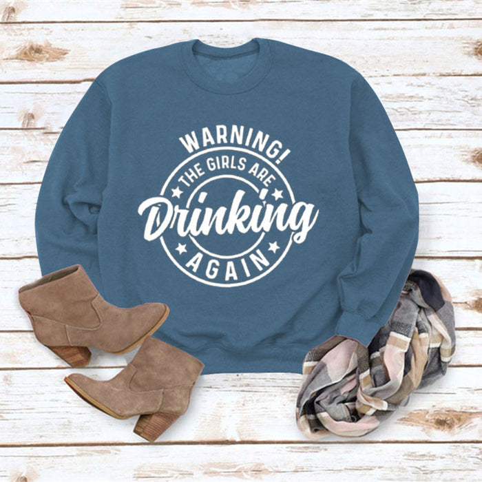 Blue sweater (white font) / S