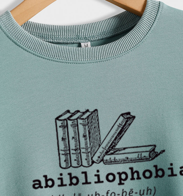 Round Neck Tops Long Sleeve Abibliophobia Loose Print Sweatshirt