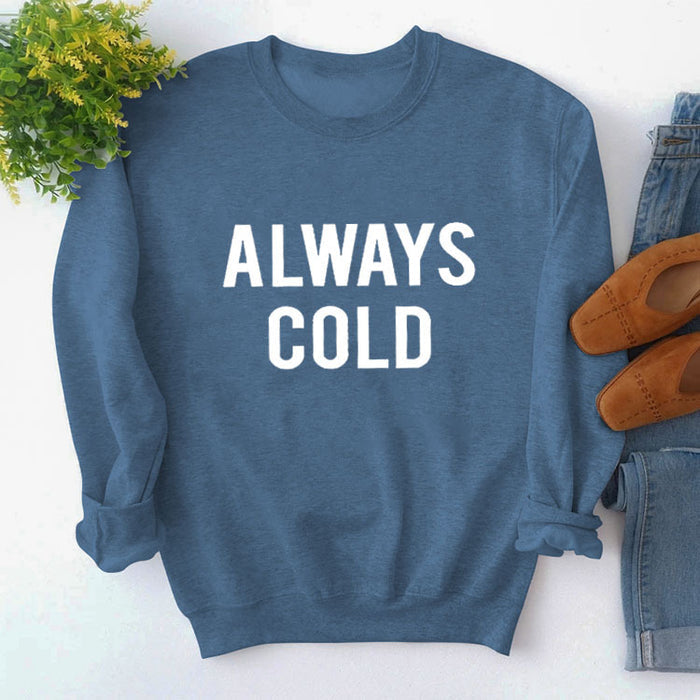 Blue sweater (white font) / S