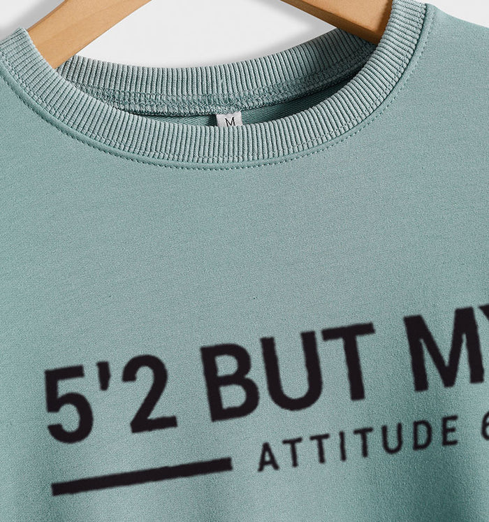 Round Neck Tops Long Sleeve Print Letters Loose Sweatshirt