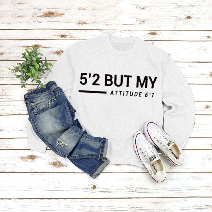 Round Neck Tops Long Sleeve Print Letters Loose Sweatshirt