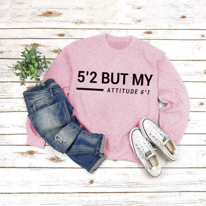 Round Neck Tops Long Sleeve Print Letters Loose Sweatshirt