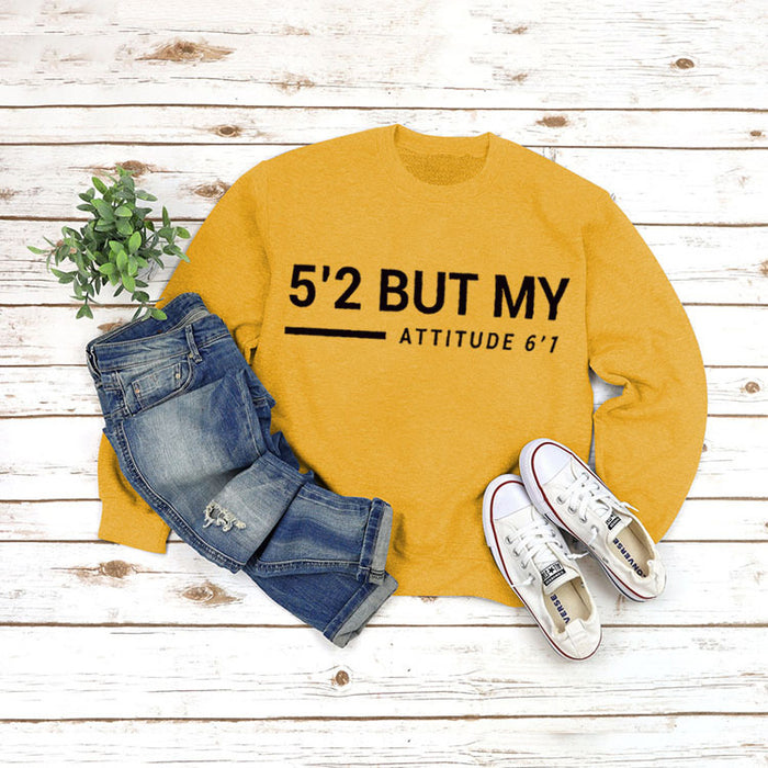 Round Neck Tops Long Sleeve Print Letters Loose Sweatshirt