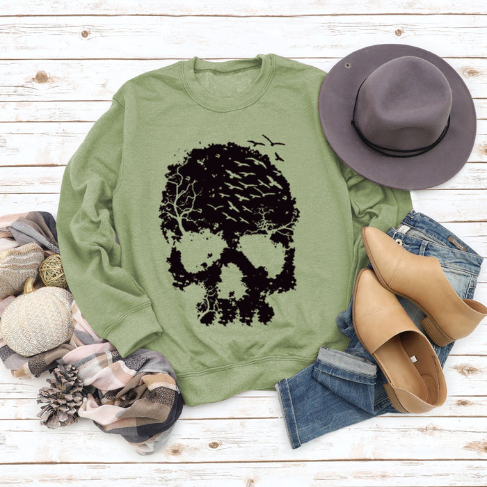 Olive green sweater (black word color picture) / S