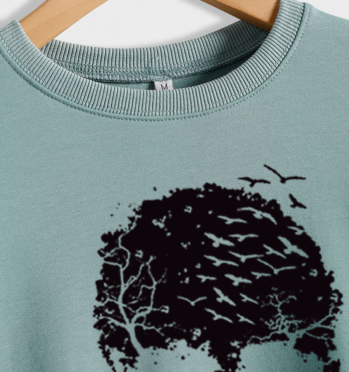 Round Neck Tops Long Sleeve Print Loose Letter Splicing Sweatshirt